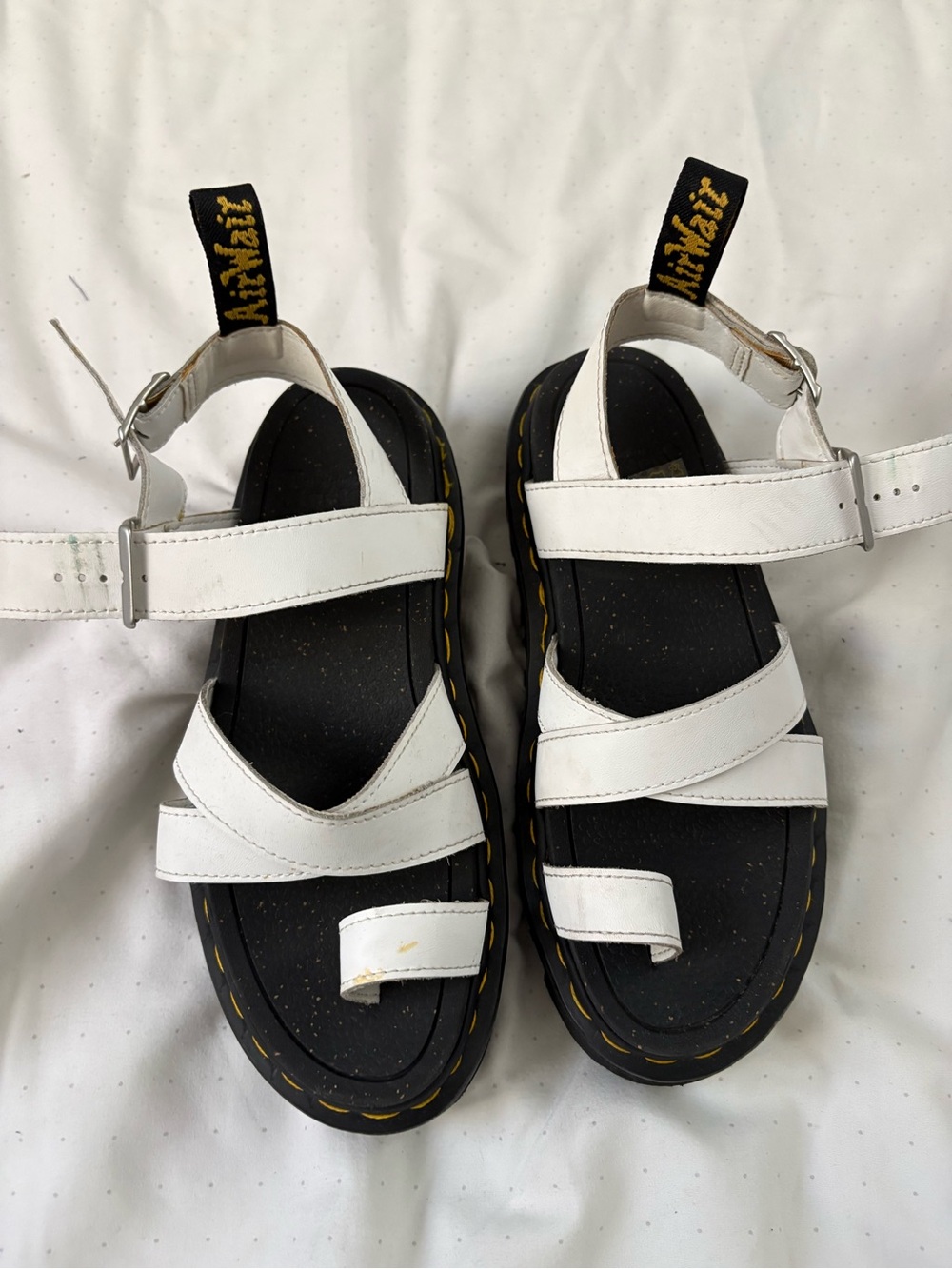 Women’s White Doc Martens Leather Strap Sandals